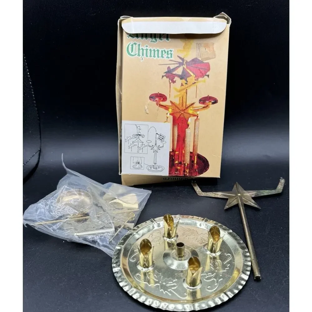 Vintage Christmas 'Angel Chimes' candle holder set Brass Swedish Tradition S1L